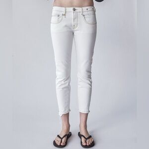 R13 Boy Skinny Ankle Jean Garret White Distressed Hems Denim Designer Women’s